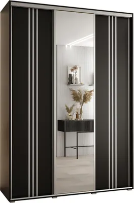 Produktbild von MEBLE KRYSPOL Cannes 7 Schrank mit 3 Schiebetüren - 205,2x170x60 cm - Schwarz Schwarz Silber