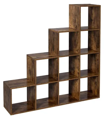 Immagine prodotto di Libreria a 10 scomparti – Legno – Marrone – Stile industriale – 129,5 x 30,5 cm