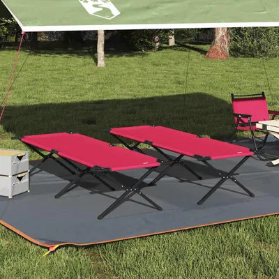 Produktbild von Klappbare Sonnenliegen 2 Stück mit Tragetasche Rot 600D Oxford-Gewebe
