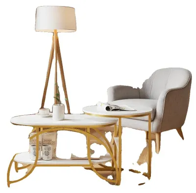 Immagine prodotto di Tavolino da caffè, multifunzionale, stile moderno e minimalista, dorato