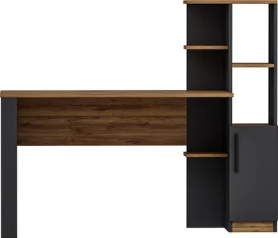 Produktbild von Homidea Tody Schreibtisch - Computer & Schreibtisch - Arbeitsplatz - Stauraum mit Tür und Ablagen im modernen Design für Home Office oder Kinderzimmer