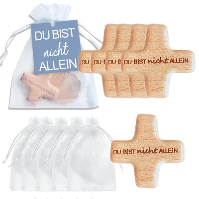 3er-Set Holzkreuze aus Olivenholz, Glücksbringer, 10,7 cm