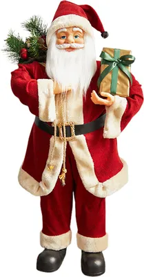 Produktbild von Weihnachtsmannfigur, stehend, mit Geschenksack und Geschenkbox, Weihnachtsdekoration für Festtagsfeiern und Zuhause