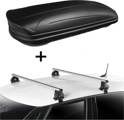 Obrázek produktu pro Střešní box VDPMAA320 320 litrů uzamykatelný černý matný + střešní nosič VDP EVO ALU kompatibilní s Mercedes Classe A (W168) 5 dveří 1997-2004