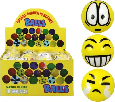 Produktbild von 6 x Softball Smiley Grimassen Schaumstoff Knautschball Anti Stressball 6 cm