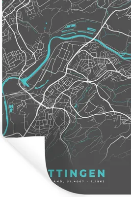 Produktbild von MuchoWow® Wandtattoo Wandsticker Wandaufkleber Hattingen - Stadtplan - Blau - Karte - Deutschland 40x60 cm Selbstklebend und Repositionierbar - Wierderverwendbar - Selbstklebend