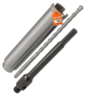 Produktbild von Diamantbohrkrone Ø 42 mm Nutzlänge 180 mm mit 6-kant-Aufnahme 200 mm und Zentrierbohrer 240 mm Segmenthöhe 10 mm Diamant Bohrkrone Trockenbohrkrone Kernbohrer Betonbohrkrone Kernbohrkrone BTEC