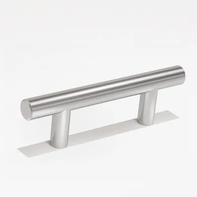 Image de 10 poignées design pour meubles aspect inox – entraxe 65 mm – largeur 100 mm – poignées en aluminium biseautées