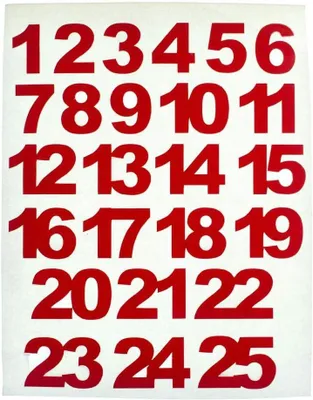 Produktbild von Adventskalender-Zahlen, rot, 24, 25. Adventskalender – Aufkleber, Zahlen, DIY, 15 mm