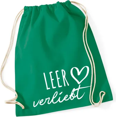 Produktbild von Huuraa Turnbeutel Leer verliebt 12 Liter Kelly Green Baumwolle Rucksack Geschenkidee