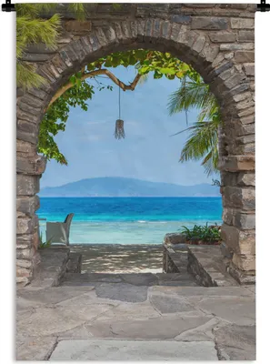 Produktbild von MuchoWow® Wandteppich Wandbehang Strand - Meer - Tropisch - Sommer - Aussicht 90x135 cm Tapisserie Dekoration Wandtuch - Baumwolle - Wandskulptur