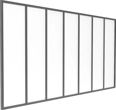 Produktbild von Verglaste Wand aus pulverbeschichtetem Aluminium und Milchglas - 210 x 105 cm - Schwarz - BAYVIEW
