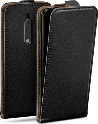Produktbild von moex® Flip Case kompatibel mit Nokia 5 - Hülle mit 360 Grad Schutz, Schwarz