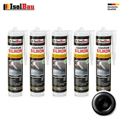 Isolbau Aquarium Silikon 5 x 300 ml Schwarz Glassilikon dauerelastisch wasserdicht