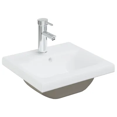 Produktbild von vidaXL Einbauwaschbecken mit Wasserhahn 42x39x18 cm Keramik Weiß