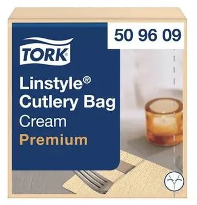 Obrázok produktu pre Servítky na príbory "LinStyle", farba slonovej kosti, 1 vrstva, skladanie 1/8, prémiová kvalita, 50 kusov, TORK 509609