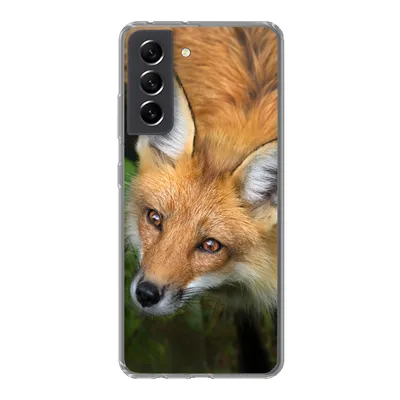 Produktbild von MuchoWow® Handyhülle Schutzhülle Hülle für Samsung Galaxy S21 FE Fuchs - Grün - Orange Silikon Softcase Handy Hülle - Mobiltelefonhülle