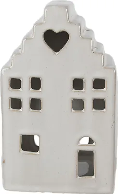 Image de Clayre & Eef Porte-bougie à chauffe-plat Maison 17 cm Beige Porcelaine