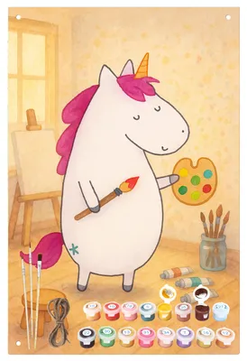 Produktbild von Mr. & Mrs. Panda Malen nach Zahlen Einhorn Künstler Design - Weiß - Geschenk, Einhörner, Farbe, set, zahlenmalerei, Unicorn, Zeichnen, Metallschild, Blechtafel, Welt