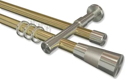 Produktbild von Interdeco Rundrohr-Innenlaufstange, Gardinenstange (Kombination) Messing-Optik / Edelstahl-Optik Modell Prestige Tanara, 20 mm Ø 2-läufig, 100 cm