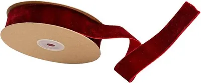 Produktbild von INF 2,5cm x 10m Samtband - Einseitiges beflocktes Band für DIY & Weihnachtsdeko Weinrot