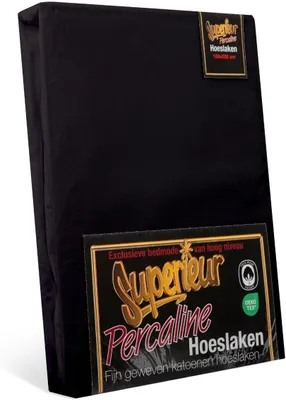 Productafbeelding van Hoeslaken 160x200 cm, zwart, 100 procent katoen, voor bed