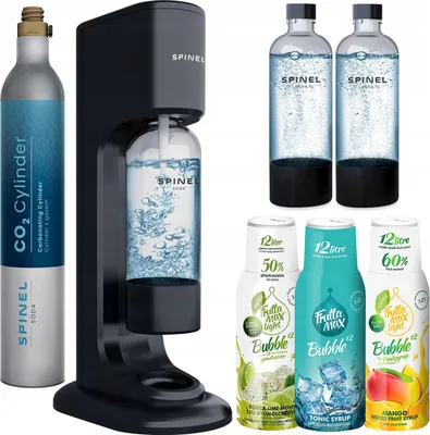 Produktbild von Spinel Soda Wassersprudler BubbleON Set mit Sirup Flaschen CO2 Patrone