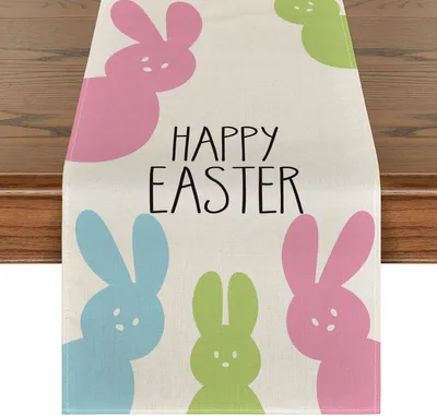 Produktbild von Ostern Tischläufer, Saisonnal Frühling Küche Esstisch Dekoration Drinnen Urlaub Party Dekor, Bunny , 180cm, 33cm