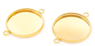 Produktbild von Vintageparts Verbinder mit Fassung für 20 mm Cabochons aus Edelstahl Goldfarb...