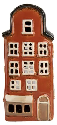 Produktbild von Clayre & Eef Teelichthalter Haus 12x9x25 cm Rot Blau Keramik