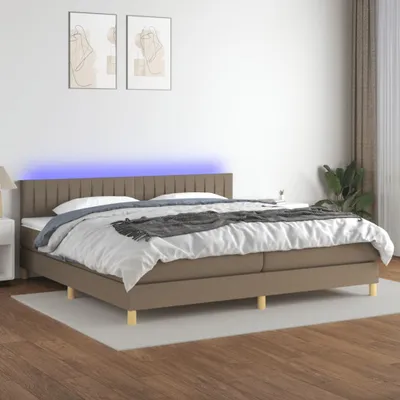 Produktbild von The Living Store Boxspringbett mit Matratze & LED Taupe 200x200 cm Stoff