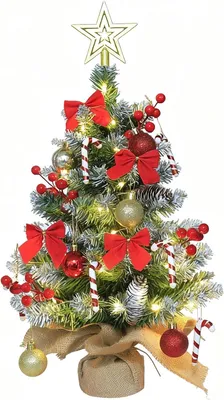 Obrázok produktu pre Vianočný stromček s osvetlením a efektom snehu - 60 cm - Miniatúrny vianočný stromček s LED osvetlením