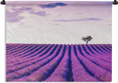 Produktbild von MuchoWow® Wandteppich Wandbehang Lavendel - Bäume - Lila - Blumen 90x67.5 cm Tapisserie Dekoration Wandtuch - Fototeppich - Wand-Skulpturen