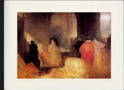 Produktbild von Joseph William Turner Zarámovaný obraz s jemným paspartováním | Nástěnné obrazy | V rámu - Večeře s lidmi v kostýmech, 1830-1835 (60 x 80 cm)