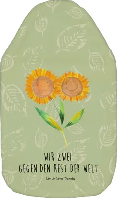 Produktbild von Mr. & Mrs. Panda Wärmflasche Blume Sonnenblume - Blattgrün - Geschenk, Bettflasche, Garten, Sonnenblumen, Freundin, Wärmekissen, mit Bezug, Beste, Best Friends