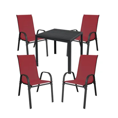 Produktbild von Gartengarnitur Sitzgarnitur 5-teilig L90xB90xH74cm Non-Wood Anthrazit