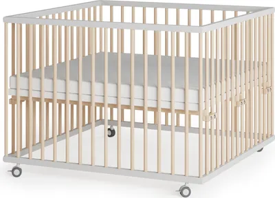 Produktbild von Laufgitter 100x100 cm mit Matratze SleepPlus  - weiß/natur - Premium Kollektion