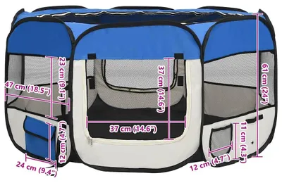 Obrázok produktu pre vidaXL Skladacia ohrádka pre šteňatá s taškou na prenášanie modrá 125x125x61 cm