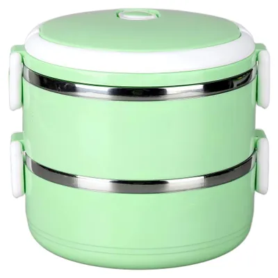 Produktbild von Thermobehälter für Speisen, Doppelschicht-Lunchbox, Mehrzweck-Lunchbox, Versiegelte Lebensmittelbehälter, Runde stapelbare isolierte Box für warme Speisen