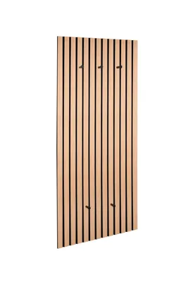 Produktbild von furnling Wandgarderobe Gwenla, Garderobe in Akustikpaneeloptik in Artisan Eiche & schwarz, 5 Haken, 125 cm Höhe