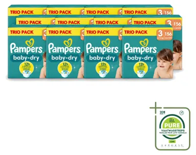 Produktbild von 12 x Pampers Baby-Dry Windeln Größe 3, 6-10 kg - Großpackung - 12 Stücke