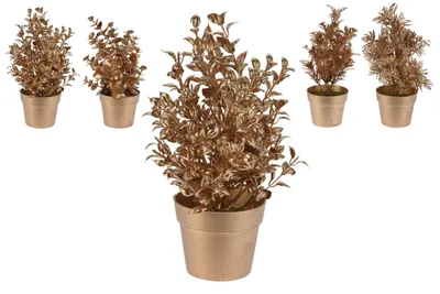 Obrázek produktu pro Květina v květináči - 22 cm, Zlatá, 4 varianty, 1ks