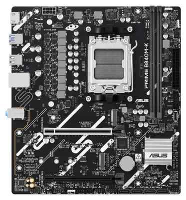 Zdjęcie produktu dla ASUS PRIME B840M-K, AMD, Gniazdo AM5, AMD Ryzen 7000 Series, AMD Ryzen 8000 Series, AMD Ryzen 9000 Series, Gniazdo AM5, DDR5-SDRAM, 128 GB