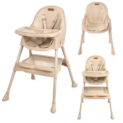 Produktbild von Kidwell TINTO 2-in-1 Kinderhochstuhl - mitwachsender Hochstuhl & Kinderstuhl, klappbar, Doppeltablett, ab 6 Monaten bis 6 Jahre, Beige