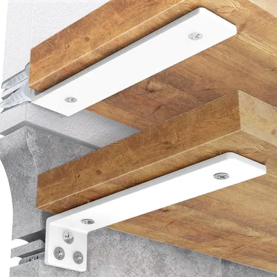 Immagine prodotto di Supporto a L per carichi pesanti, da montare a parete, 10 cm, capacità 70 kg, colore bianco, confezione da 4 pezzi