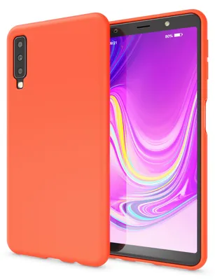 Produktbild von NALIA Handy Hülle für Samsung A7 2018, Ultra Slim Silikon Neon Case Cover Schutz Orange