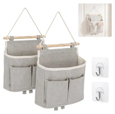 Hängeorganizer 2er-Set, 3 Fächer, 23x25x6 cm, mit Klebehaken