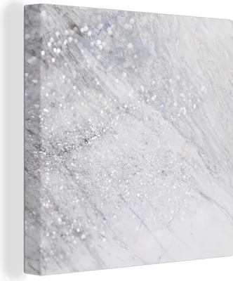 Produktbild von MuchoWow® - Leinwandbilder - Marmor - Glitter - Silber, Wandbild, Wanddeko Bilder Wohnzimmer, 90x90 cm
