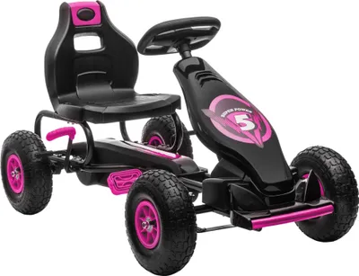 Produktbild von Kinder-Gokart, mit Pedalen, verstellbarem Sitz, In- und Outdoor, ab 5 Jahren, Rosa+Schwarz, 121 x 58 x 61 cm