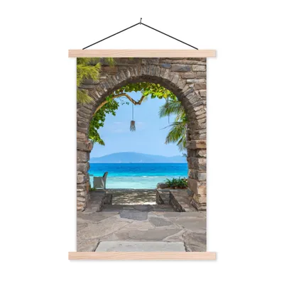 Produktbild von MuchoWow® Textilposter Strand - Meer - Tropisch - Sommer - Aussicht 120x180 cm mit holzfarbenen Rahmen - Textil-Plakat